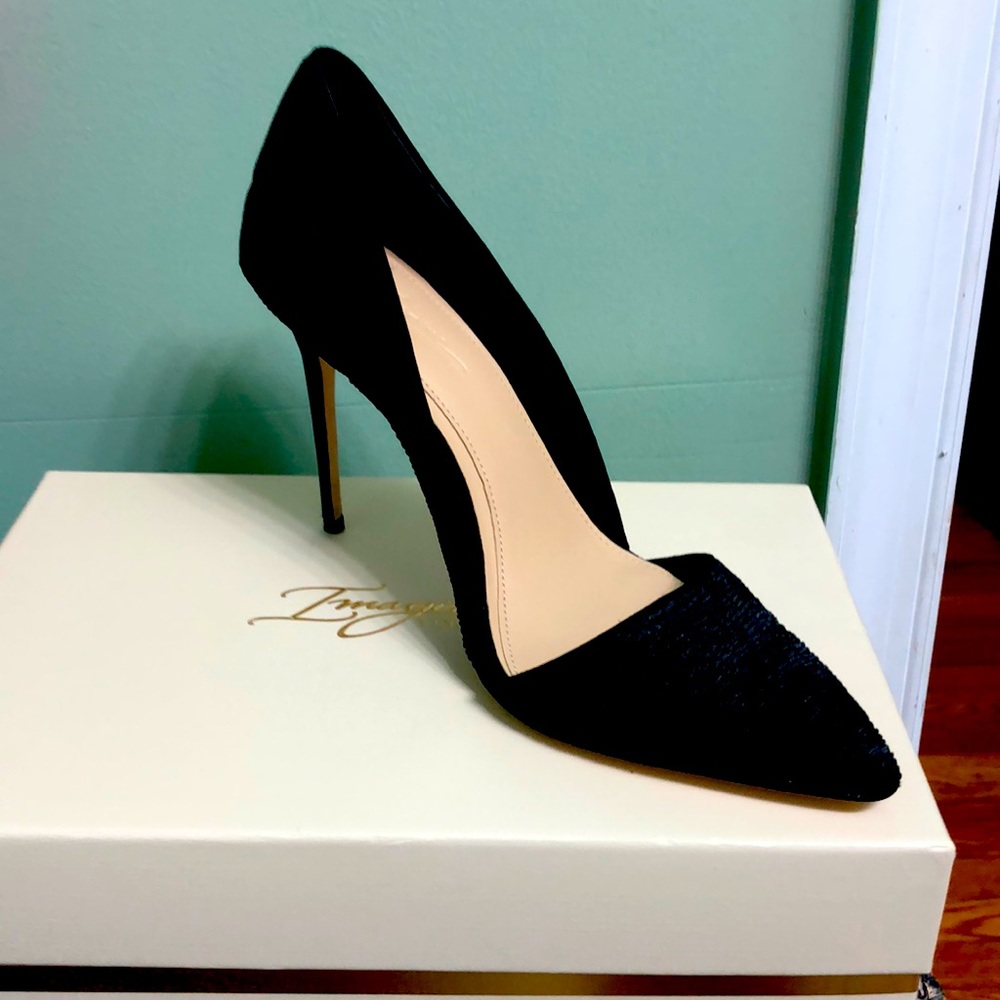 Black satin heels